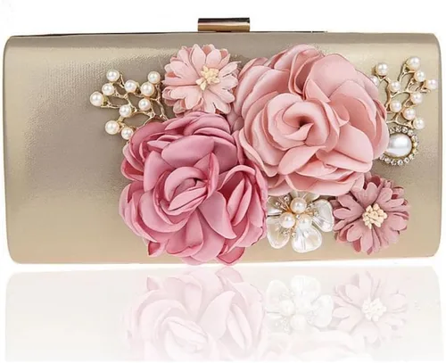 Comeon Bolso de mano floral para mujer, bolso de noche de flores, elegante bolso de banquete, bolso de fiesta de dama para banquetes de boda