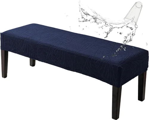 Miniatura 25 de Genina Fundas impermeables para banco de comedor, protector de asiento de banco de jacquard elástico, funda de banco rectangular para dormitorios