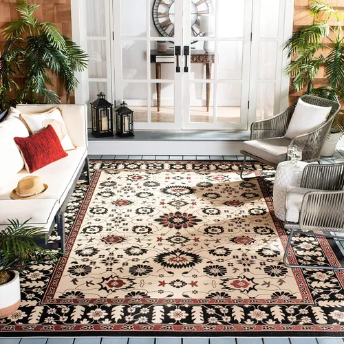 Miniatura 14 de SAFAVIEH Alfombra lavable al aire libre Courtyard Collection - 2'7" x 5', marrón y crema, no desprende pelusa y fácil limpieza, ideal para patio