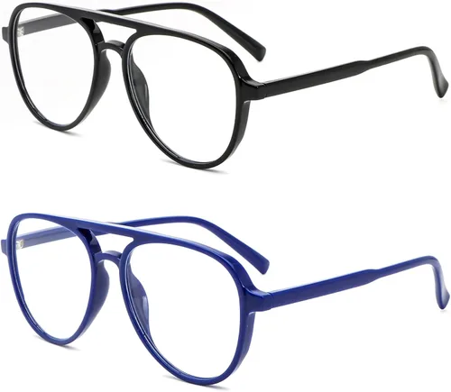 DXYXYO Lentes de lectura retro estilo aviador para mujer, para hombre, ligeros, con bloqueo de luz azul, para lectura de computadora