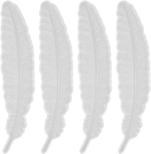 4 moldes de resina con forma de pluma, molde de fundición epoxi de silicona para decoración de pasteles, bricolaje, marcapáginas, adorno de