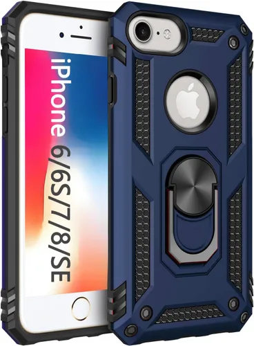 Miniatura 14 de Korecase Funda para iPhone 8, protección de cámara, armadura militar, doble capa, soporte compatible con iPhone 6 6s y iPhone 7 8, color negro