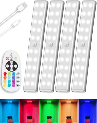 Iluminación para debajo del gabinete, inalámbrica, recargable, funciona con pilas, luces LED regulables debajo de la encimera, barra de luces con