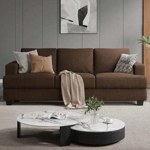 Miniatura 16 de COPIAE Sofá de 226 cm con asientos extraprofundos, sofá de 3 plazas para sala de estar, sofá moderno y cómodo, con apoyabrazos y asientos y Azul