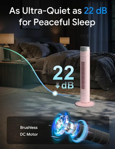 Miniatura 24 de ZAFRO Ventilador de torre inteligente para dormitorio, ventilador de torre oscilante de 120°, 28 pies/s de alta velocidad, 12 velocidades, 4 modos