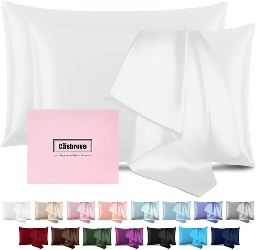 Miniatura 17 de Fundas de almohada de seda para cabello y piel, de seda de morera, suave, transpirable, de ambos lados, de seda natural, con cremallera, 1 paquete