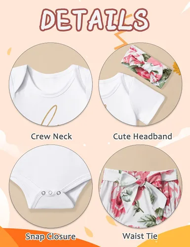 Miniatura 4 de Ropa para bebé recién nacida, conjunto de mameluco de arcoíris, conjunto corto de verano para hermana pequeña, 3 piezas
