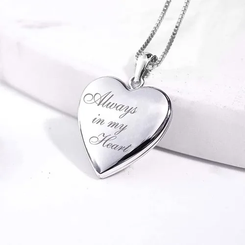 Miniatura 3 de PicturesOnGold Personalized Always in My Heart Silver Or Gold Heart Locket Pendant Necklace