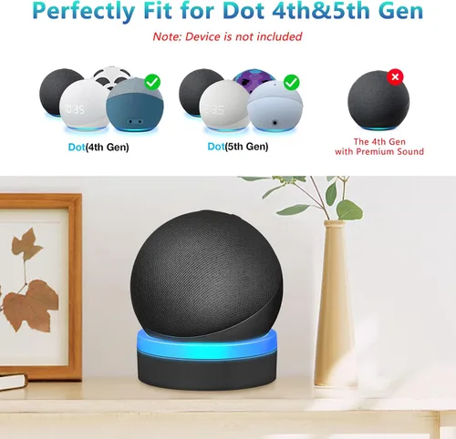 Miniatura 2 de Soporte para Echo Dot 4ª/5ª generación, soporte de mesa con guía de luz, efecto de luz mejorado, accesorios Dot 4/5 que ahorran espacio con gestión