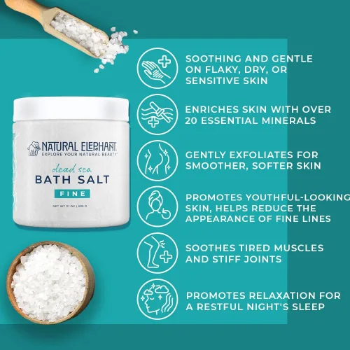 Miniatura 3 de Natural Elephant Baño de sal del mar muerto y remojo de pies para relajación y nutrición, 100% puro con aceite esencial, grano grueso medio