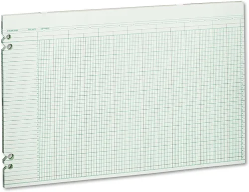 Wilson Jones Papel de contabilidad con rayas columnares verdes, formato de página doble, 24 columnas y 36 líneas por página, 11 x 17 pulgadas, 100