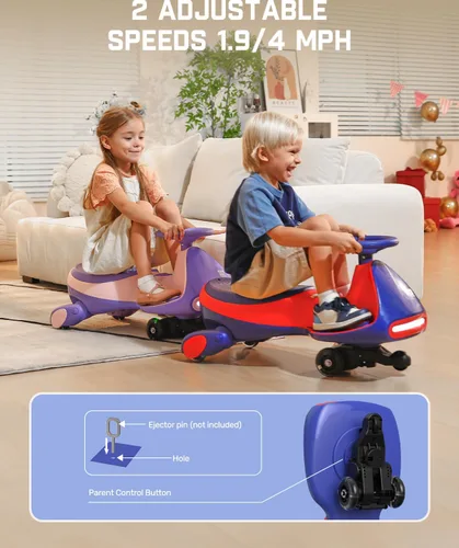 Miniatura 6 de FanttikRide N7 Pro - Coche eléctrico Wiggle con pedal, batería recargable, CyberWiggle, auto oscilante 2 en 1, 2 velocidades máximas de 4 mph, Azul
