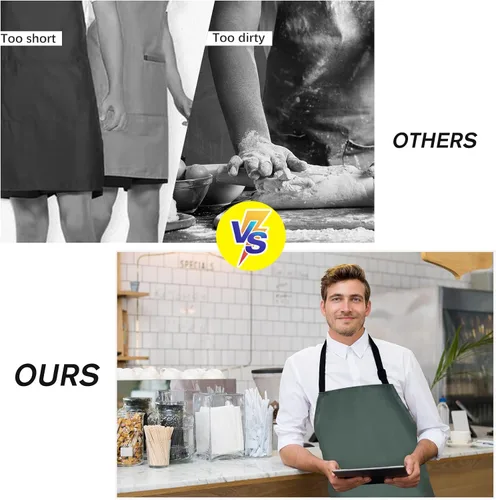 Miniatura 6 de Gotega Waterproof Rubber Vinyl Apron Adjustable Dishwasher Apron - Apron for Women Men Heavy Duty Work Apron Verde