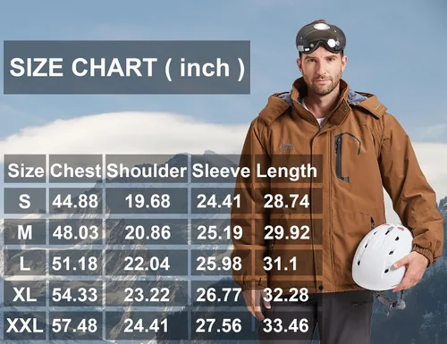 Miniatura 6 de Chaqueta de esquí impermeable para hombre, abrigo de nieve cálido con capucha, rompevientos
