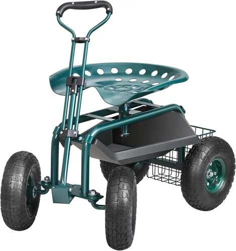 Miniatura 10 de VEVOR - Carro de jardín con asiento de trabajo rodante con ruedas, taburete de jardinería para plantación, asiento giratorio de 360 grados, vagón