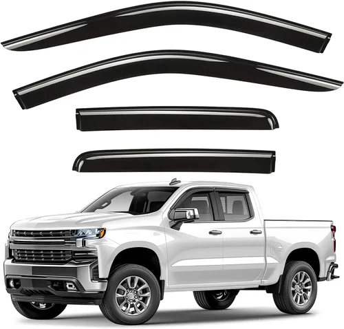 Miniatura 15 de Deflectores de ventana tintados ahumados con cinta adhesiva para ventana lateral, deflectores de lluvia compatibles con Ram 2009-2018 1500 Crew Cab