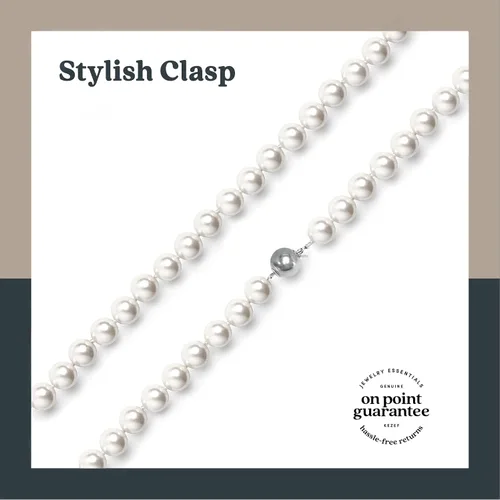 Miniatura 4 de KEZEF Pearl Necklaces for Women - Simulated Faux Cream White Pearl Necklace 16" - 20" - Hand Knotted Strand - Pearl Sizes 8mm - 14mm - Pearl Choker