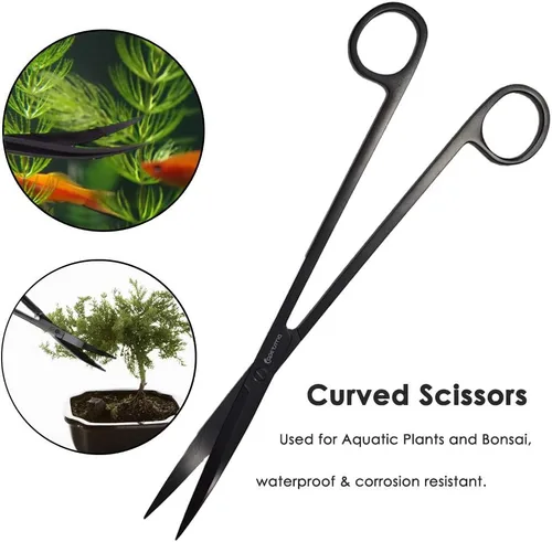 Miniatura 4 de capetsma - Pinzas para acuario, herramientas de acero inoxidable para plantas de acuario, herramientas largas para paisajismo acuático, tijeras