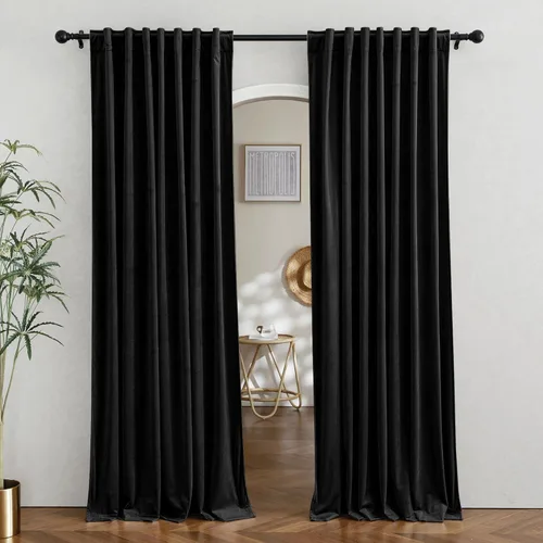 Miniatura 33 de RYB HOME - Cortinas de terciopelo beige, cortinas decorativas resistentes con pestaña trasera, cubierta de privacidad para oscurecer habitación