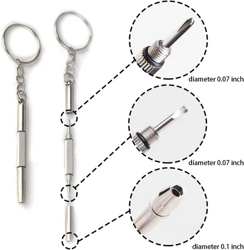 Miniatura 3 de ReNext Juego de 5 destornilladores de acero de aluminio 3 en 1, cabeza plana/Phillips/Torx, destornillador portátil para lentes, gafas de sol