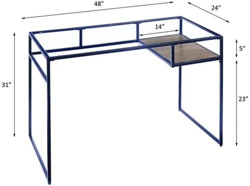 Miniatura 3 de Acme Yasin Escritorio rectangular de cristal con 1 estante en azul y transparente