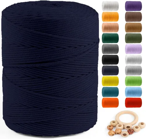 Miniatura 14 de Cuerda de algodón para macramé de 5 mm x 109 yardas, ZUEXT 100% natural hecha a mano, cuerda de algodón trenzada de 4 hebras para colgar plantas