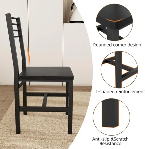 Miniatura 6 de VOWNER Juego de mesa de comedor extensible de 63 pulgadas para 4-6 personas, juego de mesa de comedor de 5 piezas para 4 personas con 4 sillas