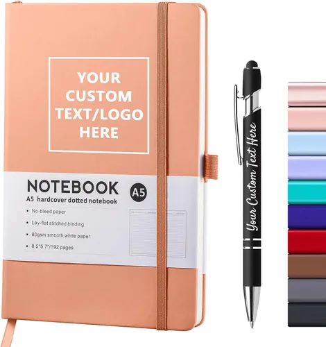 Miniatura 9 de Cuadernos personalizados con bolígrafo, cuadernos A5 personalizables con logotipo/texto/imagen grabados, diarios de escritura diaria con 192 páginas