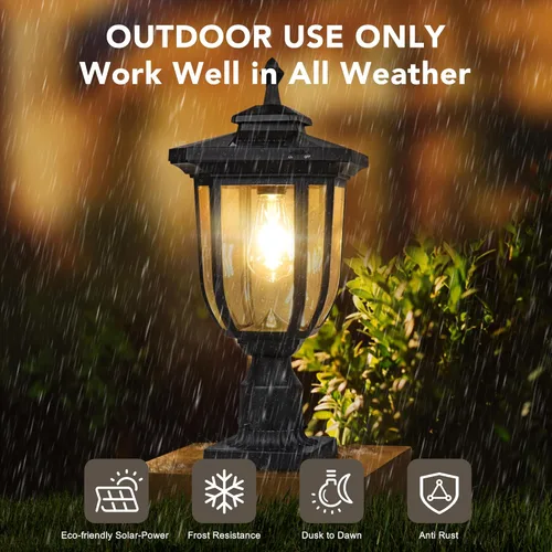 Miniatura 6 de ST4322Q1 - Luz solar para poste al aire libre, lámpara solar de anochecer a amanecer, luz de poste de aluminio impermeable con montaje en muelle