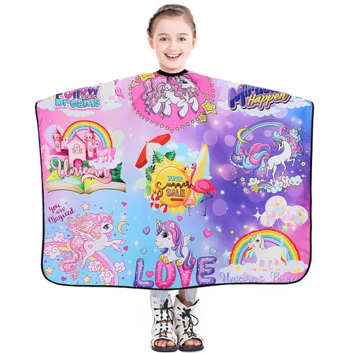 Miniatura 13 de DOKKIA KIDS Capa de peluquero para niños corte de pelo, niños, niños pequeños, niños y niñas, peluquería, estilo de salón, paño de tela, delantal
