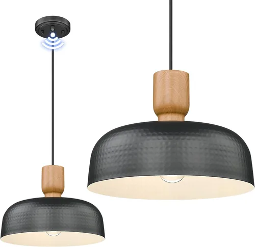 Miniatura 20 de Luces Colgantes de Estilo Rústico, Lámparas Colgantes Ajustables con Pantalla de Metal Martillado, Iluminación Colgante de 18.1 Pulgadas para Isla