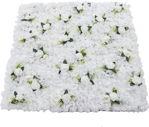Miniatura 9 de 6 paneles de pared de flores artificiales, telón de fondo floral de 24 x 16 pulgadas, decoración de pared de flores, panel de fondo de pared