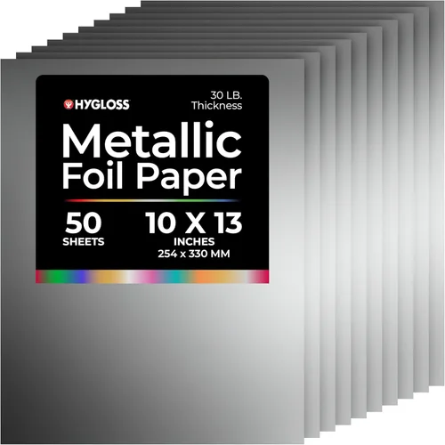 Miniatura 14 de Hygloss Papel de aluminio metálico, 10 hojas de papel brillante de color dorado y plateado, 10 x 13 pulgadas, papel de aluminio ideal para Oro