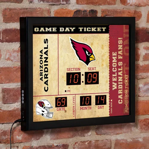 Reloj de pared digital marcador de la NFL Arizona Cardinals con altavoz Bluetooth, decoración de pared vintage para guarida de amantes del deporte,