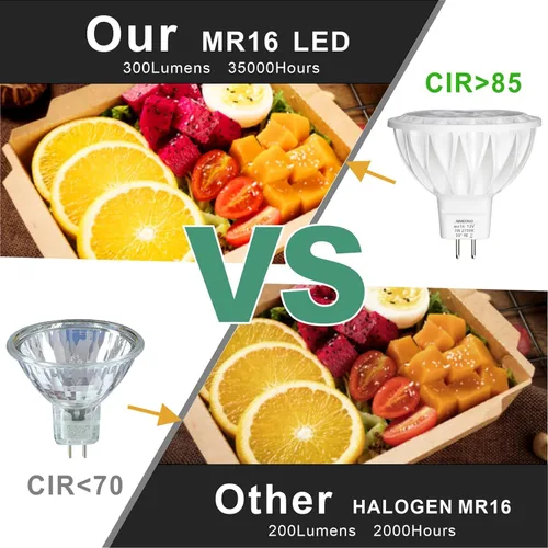 Miniatura 6 de Bombillas LED MR16 de 3 W (equivalente a halógeno de 35 W), base GU5.3 de 2700 K, foco de 12 V, 300 lm, para iluminación de riel empotrada