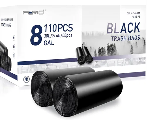 FORID Bolsas de basura pequeñas transparentes, bolsas de basura de 4 galones, 220 bolsas de basura de plástico para baño, dormitorio, oficina, bote