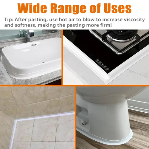 Miniatura 4 de Cinta de calafateo blanca impermeable para baño, sellado autoadhesivo para fregadero de cocina, baño, ventana, ducha, inodoro, pared de bañera