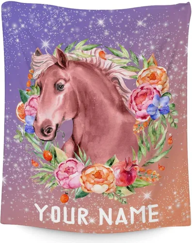 Miniatura 7 de Manta de caballo para regalo, 30 x 40 pulgadas, bonita manta para niñas y niños, manta blanca de felpa suave y mullida para sofá, oficina