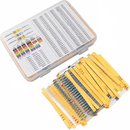 Kit surtido de resistencias de 73 valores de 1460 piezas, 1 ohmio - 680k Ohm 1/4w 1% Metal Resistors Kit con caja de almacenamiento para proyectos y