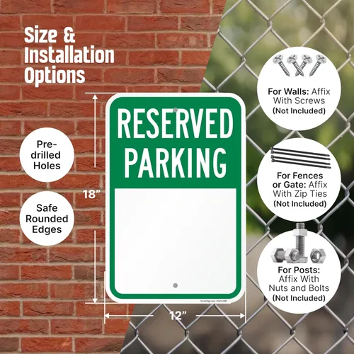 Miniatura 3 de SmartSign Letrero de estacionamiento reservado en blanco, paquete de 2 letreros de escritura, 18 x 12 pulgadas, compuesto de aluminio de 0.079 in
