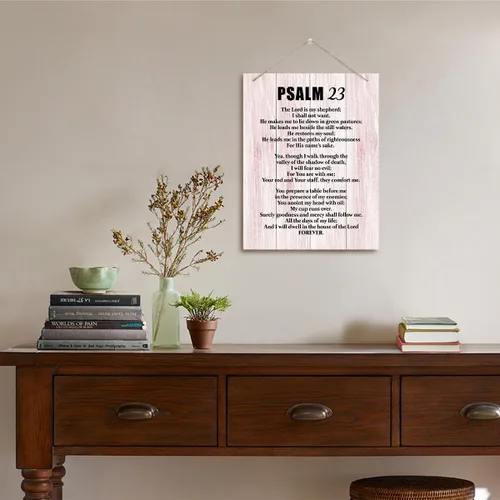 Miniatura 6 de Letreros de arte inspiradores de madera, Salmos 24 - El Señor es mi pastor, impresión de versículo bíblico, placa de pared impresa para colgar