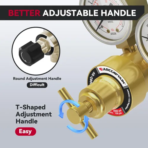 Miniatura 4 de ARCCAPTAIN Reguladores de CO2 de argón con manguera de soldadura de gas inerte de 8.2 pies, regulador de soldadura para MIG y TIG, 0-4000 PSI, 0-30+