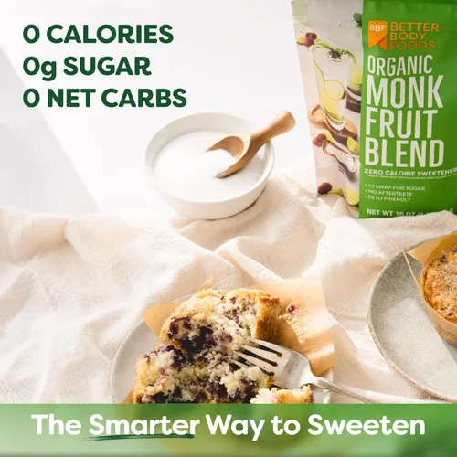 Miniatura 3 de BetterBody Foods Mezcla de edulcorante de alulosa de fruta de monje orgánico, sustituto de azúcar de caña cruda, cero calorías, apto para dieta