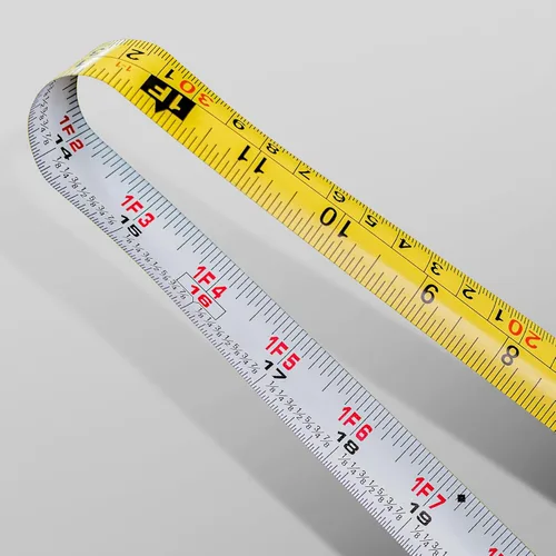 Miniatura 3 de HAUTMEC Cinta métrica de 25 pies con marcas fraccionarias de 1/8 escala métrica/imperial doble con gancho magnético Cinta métrica para construcción