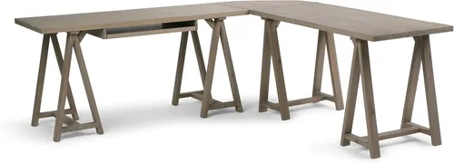 Miniatura 33 de Simpli Home - Sawhorse - Mesa de centro, color castaño oscuro., Pino, Distressed Grey