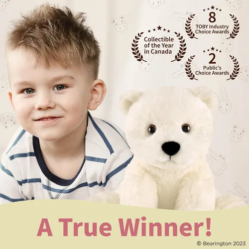 Miniatura 4 de Bearington Everest The Polar Bear - Peluche suave de 10.5 pulgadas con pelo blanco esponjoso, adorable peluche de oso polar para niños y bebés