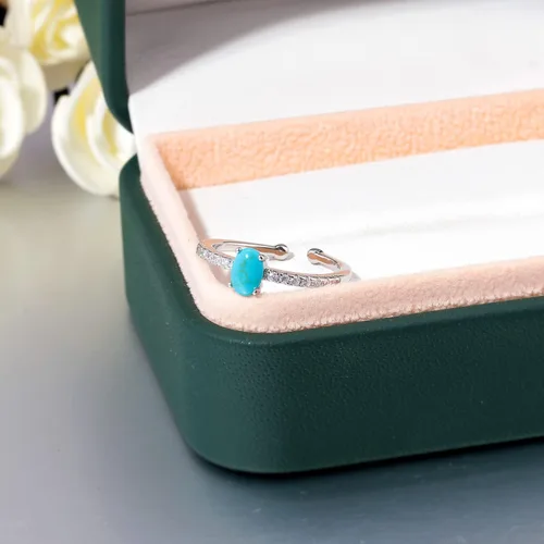 Miniatura 6 de CiNily Anillo de oro rosa de 14 quilates chapado en oro rosa turquesa ajustable para mujeres, adolescentes y niñas