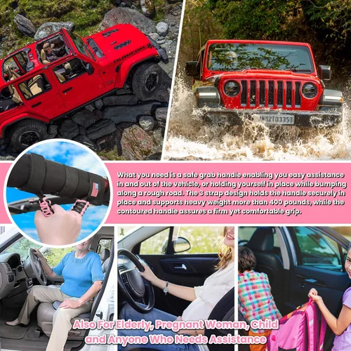 Miniatura 4 de 4 asas de agarre de barra antivuelco para Jeep Wrangler JK JKU JL JLU TJ YJ Sport Sahara Freedom Rubicon Unlimited Gladiator JT 1955-2023 UTV ATV