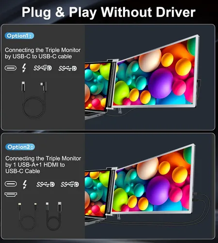 Miniatura 4 de Extensor de pantalla para laptop, monitor portátil FHD 1080P IPS de 15.6 pulgadas para laptop, extensor de monitor dual para portátiles de 13 a 17.3