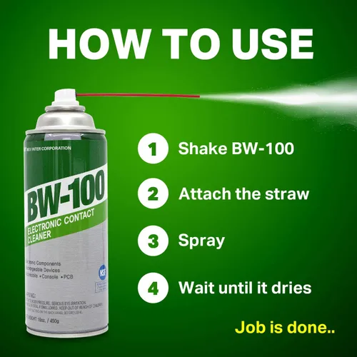 Miniatura 5 de BW-100 Aerosol limpiador electrónico no inflamable de contacto - Limpia de forma segura Joycons, computadoras, PCB y más - Elimina el polvo